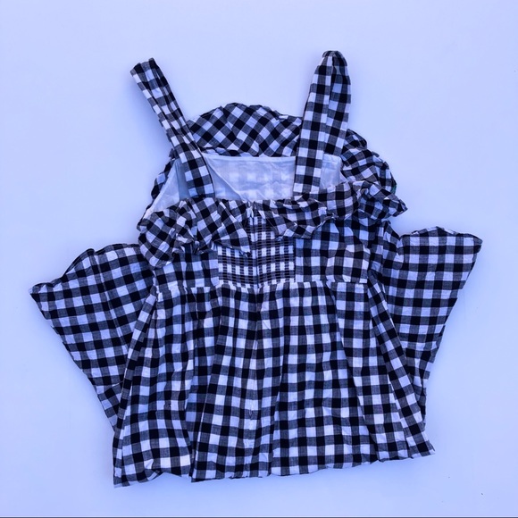J Crew Black and White Gingham Ruffle Dress Size 10 - Picture 5 of 8
